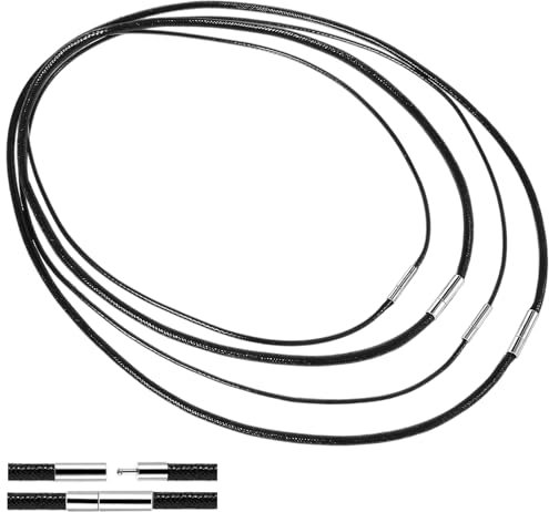 4 Stk Leder Halskette,Lederkette Kette Lederband,Geflochten Kunstleder Halskette,Lederkette mit Verschluss Herren,Lederkette Schwarz Damen,Kautschuk Kette Schmuck,für Armbänder Halsketten DIY Handwerk