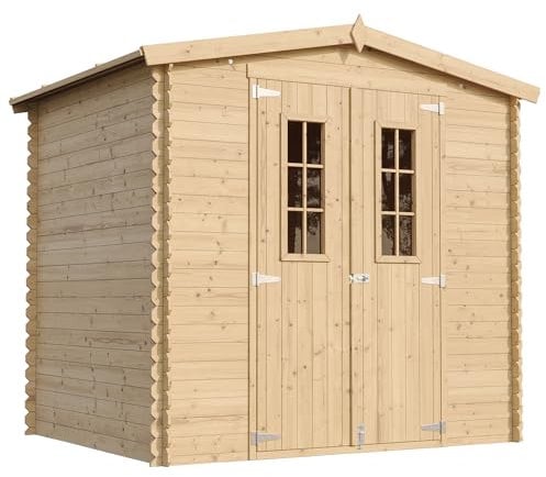 Holzhaus Gartenhaus TIMBELA M369C - Gartenschuppen Holz B236xL226xH218 cm/ 4.33 m2 Lagerschuppen für Garten - Fahrrad Schuppen - Wasserfestes Dach
