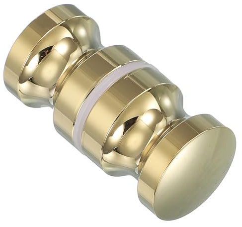 PATIKIL Glass Shower Door Handle, Aluminum Alloy Back-to-Back Shower Door Knob Bathroom Sliding Shower Screen Round Pull Knobs Hardware for Replacement Groove Glass Door, Gold