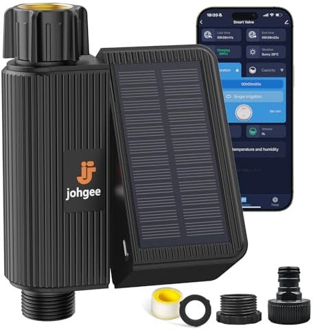 Ordenador de riego solar WiFi, reloj de riego inteligente para riego de jardín, compatible con Alexa y Smart Life App, sistema de riego automático para exteriores, jardín y césped
