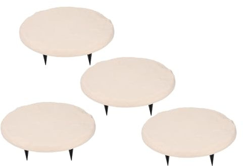 4er-Set Garten Schrittplatten mit Bodenheringen, Wetterfeste Polypropylenharz Dekorative Trittsteine für Gartenweg oder Außengehweg Rund 40cm (Greensenv6z34wrbxg-11)