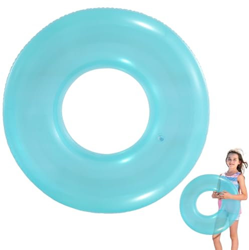 Anello da nuoto blu, gonfiabile, trasparente, 30 (76 cm), gonfiabile, galleggiante, acqua per 6 – 12 anni, adulti, bambini, estate, piscina, spiaggia, attività all'aperto