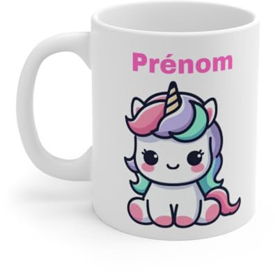Teecustom Tasse Licorne Kawaii avec Prénom – Mug Licorne Bébé Personnalisable en Style Cartoon Pastel
