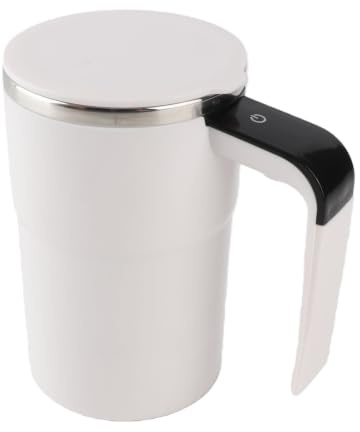 Sxhlseller Magnetischer Selbsttreuender Becher mit USB wiederaufladbarer Akku, 13oz Auto Mischung Kaffeetasse mit Temperaturanzeige für Home Office Travel Gebrauch, Weiß