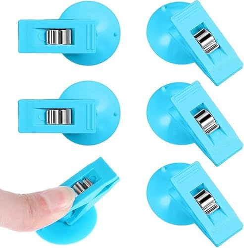 Lot de 6 clips à ventouse pour rideau de douche, clips ronds à ventouses multiples pour salle de bain avec protection contre l'eau, support coupe-vent anti-éclaboussures, clip de rideau de douche à