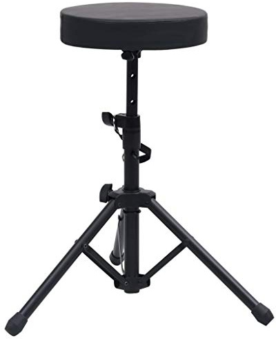 GeenYuu Verstellbarer Drumhocker Schwarz, gepolstert und klappbar, höhenverstellbarer Musiker Stuhl mit Stahlgestell für Schlagzeug, Keyboard, Bühne und Studio Einsatz