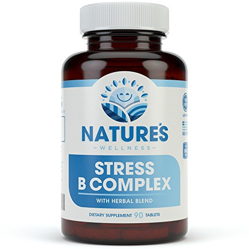 Natures Wellness Vitamin B Complex Stress Relief | All Natural Mood Enhancer and Stress Support Supplement | Stress B Complex with Herbal Extract Blend Plus Vitamin C, PABA, and Choline