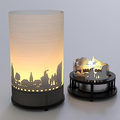 Mannheim Premium Geschenkbox – Magisches Schattenspiel: Silhouette und Skyline der Quadratestadt als Motivkerze – Ideales Souvenir für Mannheim-Fans