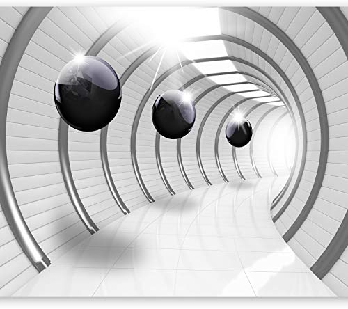 murando Fototapete selbstklebend 3D Effekt 343x256cm Foto Tapete Tapetenfolie Möbelfolie Wandverkleidung Wandtapete Motivtapeten Bildtapete Wohnzimmer 3d Effekt Tunnel Kugel Abstrakt schwarz weiß
