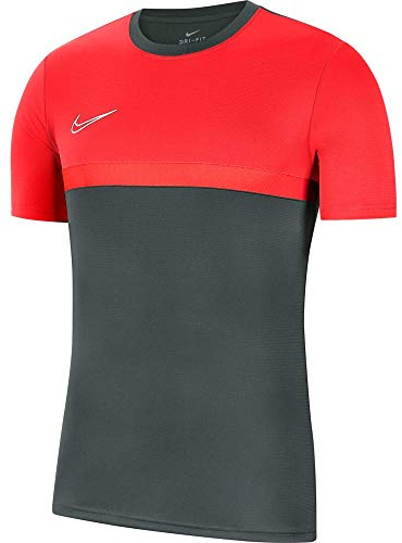 Nike Kids' Academy Pro Top SS, Anthracite/Bright Crimson/Bright Crimson/(White), L
