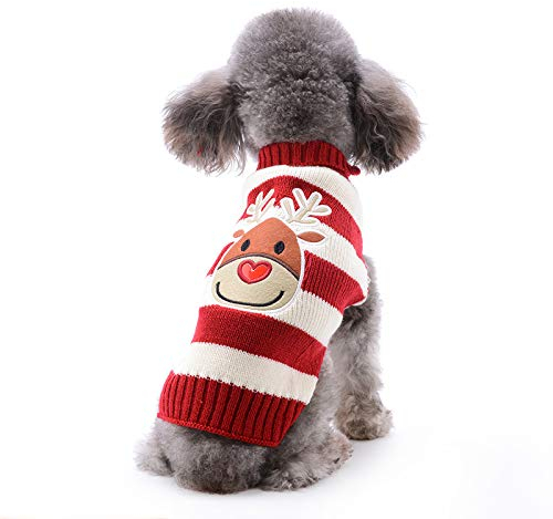 ABRRLO Hunde Pullover Weihnachten Dog Sweater Hundepullover Winter Haustier Strickpullover Hund Weihnachtspullover warme Fashion Urlaub Party Geschenk