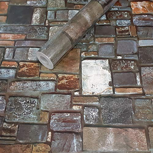 Visario Tapeten Folie 3000-S selbstklebend Bunte Steine Dekor 10 m x 45 cm Dekorfolie Möbelfolie Tapete 3060