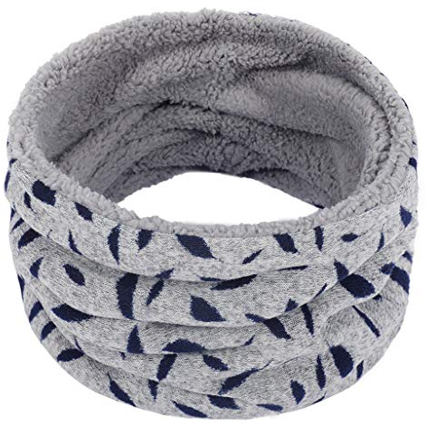 Lazzboy Unisex Patchwork Leaf Neck Warmer Fleece Strickschal Schal Damen Loop Halstücher Winter Schalhals Kragenset Schlauchschal Rundschal Wärmeren Dicken Hals(Grau)