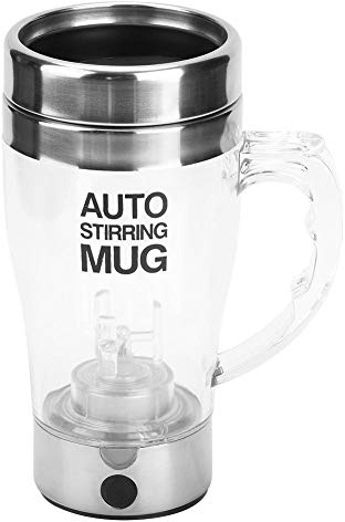 Vaso Mezclador Automático 350 ML - Vaso de Auto Agitación - Vaso Mezclador de Café y Leche Eléctrico - Vaso para Beber de Acero Inoxidable - Transparente - para Oficina/Cocina/Viaje