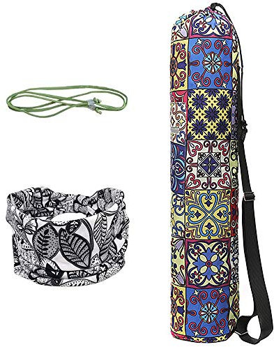 WANYIG Borsa Tappetino Yoga Tela Portatile Borsa Yoga Porta Tappetino Yoga Mat Bag con Cerniera, Fascia per Capelli, Striscia(Colore 8)
