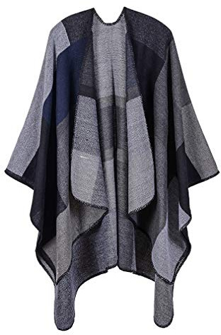 Lifetooler Damen Strickponcho Capes Cardigan Offener Front Umhang Warmer Weicher für Herbst Winter