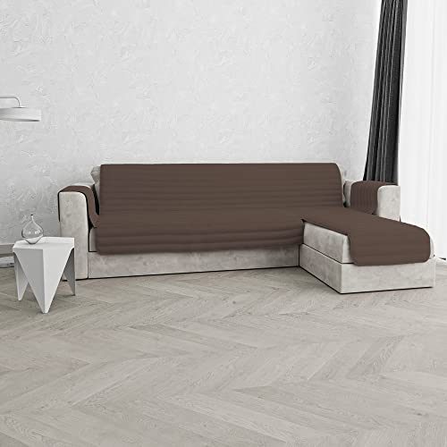 Italian Bed Linen Sofabezug mit Halbinsel, Microfiber, braun, 290 cm