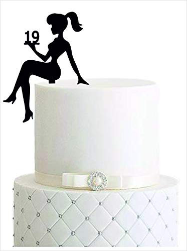 Figura de tarta para niña, de cumpleaños, de cumpleaños, para decoración de cumpleaños (negro, 19)