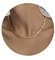 Tewiky Collana a spina di pesce da donna delicata collana a catena a serpente in oro 14 k a strati a spina di pesce doppia catena a serpente piatta collana girocollo sottile spessa collana regalo per