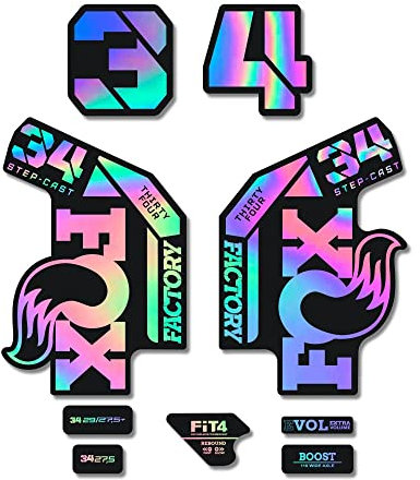 STAR SAM Autocollants compatibles avec fourche de vélo Fox 34 Factory Step Cast 2022 Holographique 1 cm