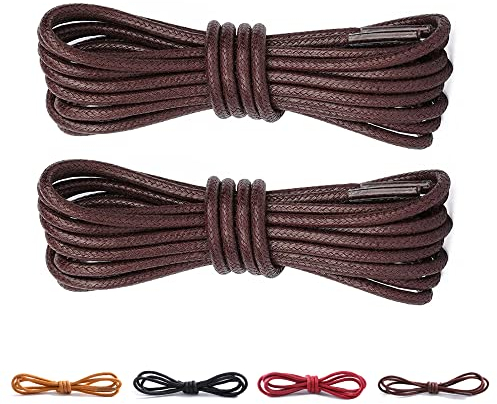 CCSOFTIME 2 Pares Cordones Redondos Encerados,Cortos Cordones Marrón Oscuro para Zapatos de Vestir Traje Oxford Botas,Cordoneras para Botines de Hombre Mujer Niños Adultos,Cordones Zapatos Vestir 80cm
