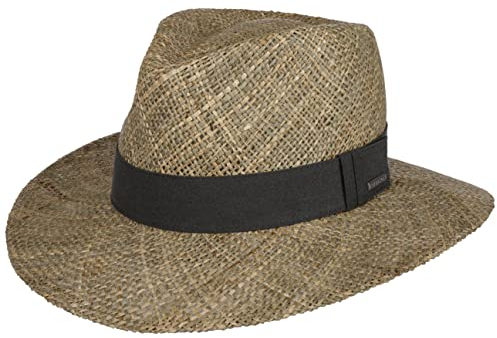 Stetson Big Brim Seagrass Traveller Strohhut - Naturfarbener Hut - Luftiger Sommerhut mit Breiter Krempe - Unisex - Frühjahr/Sommer Natur XXL (62-63 cm)