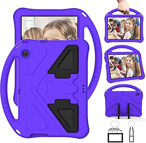 Tablet Case For Huawei MediaPad T3 10 9.6 Kids Friendly Lightweight Shockproof Cover with Handle Stand Tablet Purple
