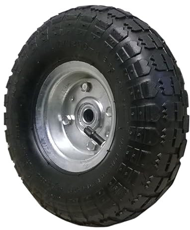 Set of 4 Pneumatic Sack Truck Tyres - 10 Replacement Wheels for Wheelbarrows, Garden Carts, Sack/Hand Trucks, Trolleys, Utility Wagons - 4.1/3.5-4 Emergency Tyre | Heavy Duty Rubber, Easy Install