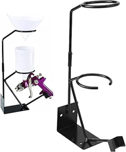 TICFOX Gravity Feed Paint Spray Gun Stand, Sprayer Stand with Strainer Holder Wall Bench Paint for Workshops and Studios