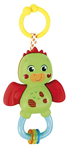 Clementoni - 17779 - Little Dragon Rattle - Toddler Toy, Early Years Toys, Infant Toys, New Born Soft Toys Gift, 3 Months, Crinkle Squeaky Toys, Sensory Learning Toys, Stroller Pendant, Made In Italy