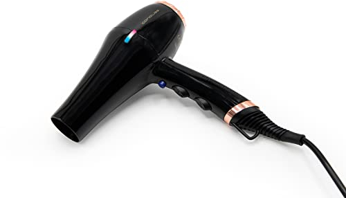 Corioliss Secador Pelo FLOW+ Profesional Iónico 2000W | Ligero 340 Gr. | 3 Temperaturas 2 Velocidades | Iónico Antifrizz | 2 Boquillas | Black Copper