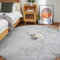 Ghouse Teppich Rund 180x180 cm Grau Flauschig Weich Wohnzimmer Schlafzimmer Dekoration rutschfest Kurzflor Teppich Waschbarer Carpet