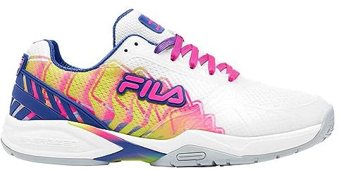 Fila Volley Zone Pickleball-Schuhe für Damen (Wht/Kopk/Mblu), Weiss/opulenter Garten, 37 EU