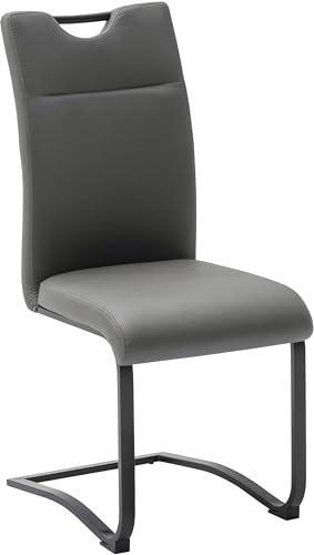 Robas Lund, Schwing-/Esszimmerstuhl ZAPARA, hohe Rücklehne mit Microfaserbezug Anthrazit, Griffmulde, Metallgestell Schwarz