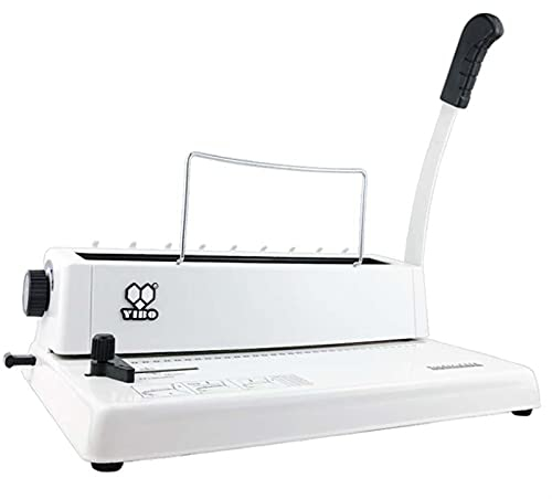 TEmkIn Hochleistungs-Buchbindemaschine, Draht-Eisen-Ringbindemaschine, 34-Loch-Vierkantloch-Stanzmaschine, Stanz- und Bindemaschine für Bürodokumente (Farbe: Weiß, Größe: 38 x 24 x 37 cm)