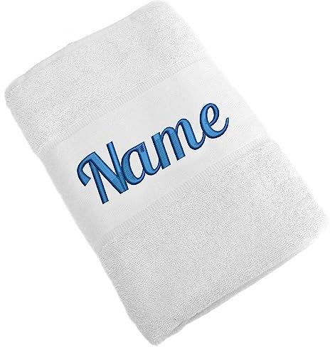 Elefantasie Handtuch Badetuch Badehandtuch aus 100% Baumwolle mit Namen personalisiert Bestickt Weiß 50x100cm