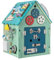COSTWAY Wooden Busy Board Age 3+, Toddler Montessori Busy House with Music Box Switch Sorter Gears Clock, Activity Sensory Toy for Educational Learning (Blue)