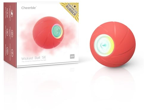 Cheerble Interaktives Hundespielzeug, rotierender, hüpfender Ball für kleine und mittelgroße Hunde, Wicked Ball SE mit 3 Modi, wechselnde LED-Leuchten, wiederaufladbar, IP 65 wasserdicht