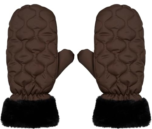 Becksöndergaard Handschuhe Damen Makara Puff Mittens in Hot Fudge Brown (Braun) - Gesteppte Fäustlinge/Winterhandschuhe gefüttert für Frauen mit Steppnähten - Größe XS/S