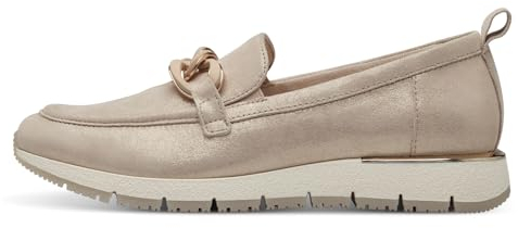 Tamaris Damen Slipper, Frauen Slip On,Wechselfußbett,modisch,Slipper,Mokassins,Halbschuhe,Slides,Schlupfschuhe,Loafer,Champagne,36 EU