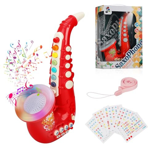 Coikes Sassofono Giocattolo per Bambini in Plastica 8 Note Portatile Musicali Giocattolo Educativo Precoce Sassofono Musicale per Piccoli Ragazzi Ragazze Bambini, Rosso (Rosso)