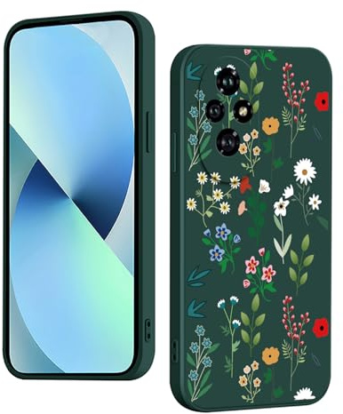YUXING Silicone Cover per Honor 200 Pro 5G - Moda Modello Carino Custodia Design Sottile Slim Cover Antiurto, Antiscivolo Elegante, Protezione Totale (Floral,Green)
