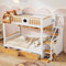 ZYLOYAL10 Kinderbett Baumhaus mit Speicherung und Rausfallschutz Rahmen aus Kiefernholz und MDF, Kinderbett mit 4 Schließfächer in der Treppe, mit Fallschutzgitter und 2 Schubladen