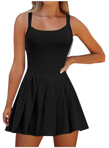 Damen Shorts Tennisrock, Tennisrock für Damen, Eleganter Damen Golfrock, Damen Kurzer Sportlicher Rock mit Zwei Seitentaschen, Tennisrock mit Versteckten Untersetzern