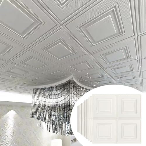 Trafagala 40PCS 35 * 35CM Retro White Wood Panelling Self Adhesive Wall Tiles 3D Panels for Walls Feature Foam Bathroom Bedroom Adults Hallway Tartan Wood Effect Wallpaper (70 * 70CM 10PCS)