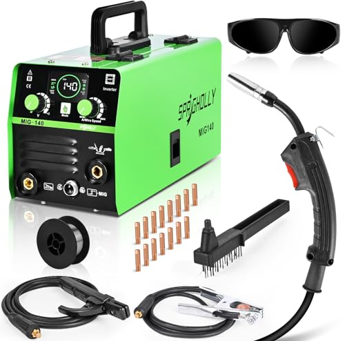 Saldatrice MIG 160Amp 230V 3 in 1 Multiprocesso Saldatrice, Saldatrice MIG Gasless/Lift TIG/Stick MMA con ampio display LED Attrezzatura per saldatura, Aggiornamento SPR-MIG160