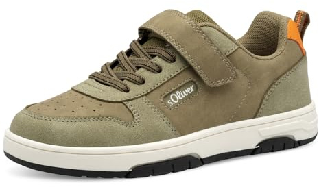 s.Oliver Mädchen Sneaker flach mit Klettverschluss Bequem, Grün (Khaki), 33 EU