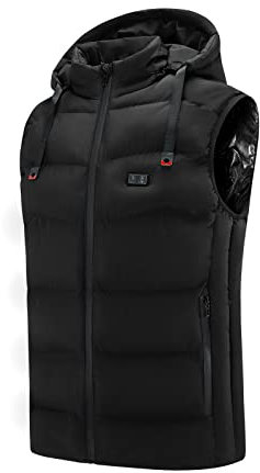 Men's Heated Gilet UK Clearance Electric Heated Vest Washable Heated Hoodie USB Heater Clothing Jacket Heated Body Warmer with 9 Heating Zones Adult Motorcycle Outdoor(No Power Bank)