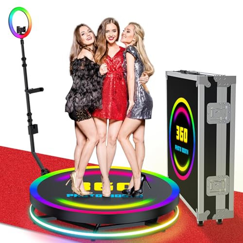 Macchina fotografica a 360° con movimento lento e rotazione a 360 gradi, per selfie magici e video automatici a 360°, per feste e eventi (80,3 cm + logo personalizzato)