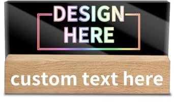 RoPox Custom Desk Name Plate,Personalized Family Name Sign,Clear Acrylic Block Nameplate Double Sided Desk Name Plate Holder Business Desk Sign Holder, for Business, Garage or Yard Sale, Home, Office